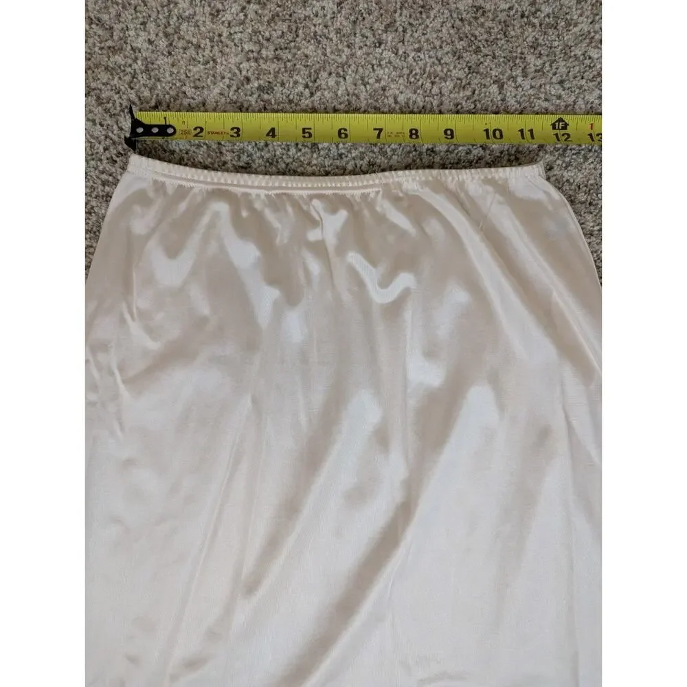 Vintage Beige Nylon with Satin Lace Trim Half Slip Lorraine Small Tall Coquette